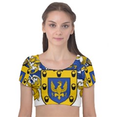 Velvet Short Sleeve Crop Top  