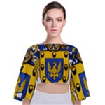 Soto Coat of Arm Tie Back Butterfly Sleeve Chiffon Top