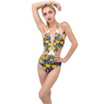 Soto Coat of Arm Plunging Cut Out Swimsuit