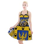 Soto Coat of Arm Halter Party Swing Dress 