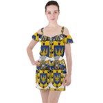 Soto Coat of Arm Ruffle Cut Out Chiffon Playsuit