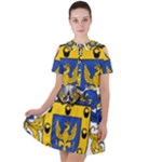 Soto Coat of Arm Short Sleeve Shoulder Cut Out Dress 