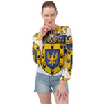 Soto Coat of Arm Banded Bottom Chiffon Top
