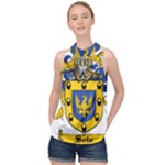 Soto Coat of Arm High Neck Satin Top