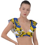 Soto Coat of Arm Plunge Frill Sleeve Bikini Top