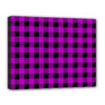 Purple Black Buffalo Plaid Canvas 14  x 11  (Stretched)