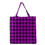 Purple Black Buffalo Plaid Grocery Tote Bag