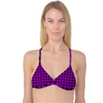 Purple Black Buffalo Plaid Reversible Tri Bikini Top