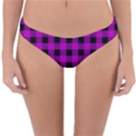 Purple Black Buffalo Plaid Reversible Hipster Bikini Bottoms