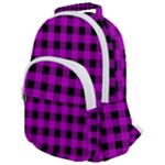 Purple Black Buffalo Plaid Rounded Multi Pocket Backpack