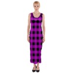 Purple Black Buffalo Plaid Fitted Maxi Dress