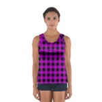 Purple Black Buffalo Plaid Sport Tank Top 