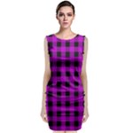 Purple Black Buffalo Plaid Classic Sleeveless Midi Dress