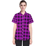 Purple Black Buffalo Plaid Women s Short Sleeve Shirt