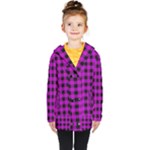 Purple Black Buffalo Plaid Kids  Double Breasted Button Coat