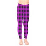 Purple Black Buffalo Plaid Kids  Leggings