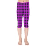 Purple Black Buffalo Plaid Kids  Capri Leggings 