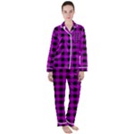 Purple Black Buffalo Plaid Satin Long Sleeve Pyjamas Set
