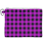 Purple Black Buffalo Plaid Canvas Cosmetic Bag (XXL)