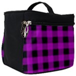 Purple Black Buffalo Plaid Make Up Travel Bag (Big)