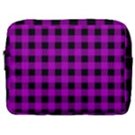 Purple Black Buffalo Plaid Make Up Pouch (Large)