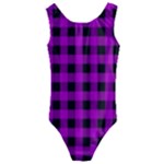 Purple Black Buffalo Plaid Kids  Cut-Out Back One Piece Swimsuit