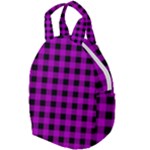 Purple Black Buffalo Plaid Travel Backpacks