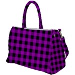 Purple Black Buffalo Plaid Duffel Travel Bag