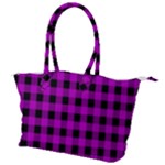 Purple Black Buffalo Plaid Canvas Shoulder Bag