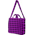 Purple Black Buffalo Plaid Square Shoulder Tote Bag