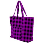 Purple Black Buffalo Plaid Zip Up Canvas Bag
