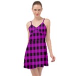 Purple Black Buffalo Plaid Summer Time Chiffon Dress