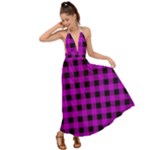 Purple Black Buffalo Plaid Backless Maxi Beach Dress