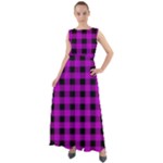 Purple Black Buffalo Plaid Chiffon Mesh Boho Maxi Dress