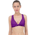 Purple Black Buffalo Plaid Classic Banded Bikini Top