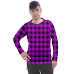 Purple Black Buffalo Plaid Men s Pique Long Sleeve Tee