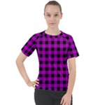 Purple Black Buffalo Plaid Women s Sport Raglan Tee