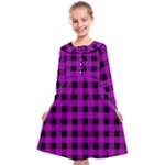 Purple Black Buffalo Plaid Kids  Midi Sailor Dress