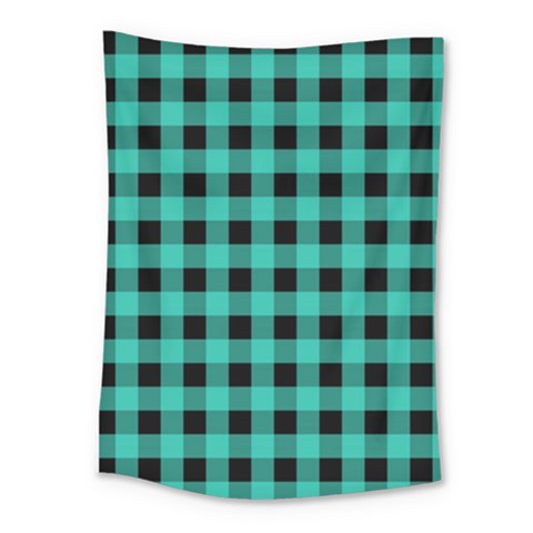 Turquoise Black Buffalo Plaid Medium Tapestry from ArtsNow.com