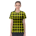 Yellow Black Buffalo Plaid Women s Sport Mesh Tee