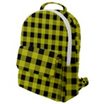 Yellow Black Buffalo Plaid Flap Pocket Backpack (Small)