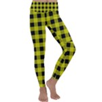 Yellow Black Buffalo Plaid Kids  Lightweight Velour Classic Yoga Leggings