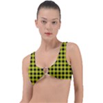 Yellow Black Buffalo Plaid Ring Detail Bikini Top