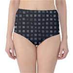 Abstract Black Checkered Pattern Classic High-Waist Bikini Bottoms