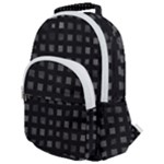Abstract Black Checkered Pattern Rounded Multi Pocket Backpack