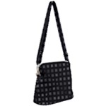 Abstract Black Checkered Pattern Zipper Messenger Bag