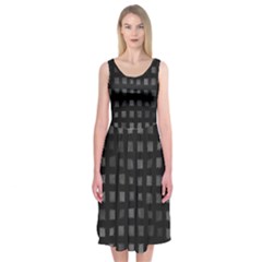 Abstract Black Checkered Pattern Midi Sleeveless Dress from ArtsNow.com