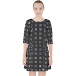 Abstract Black Checkered Pattern Pocket Dress