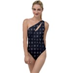 Abstract Black Checkered Pattern To One Side Swimsuit
