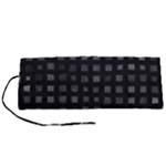 Abstract Black Checkered Pattern Roll Up Canvas Pencil Holder (S)